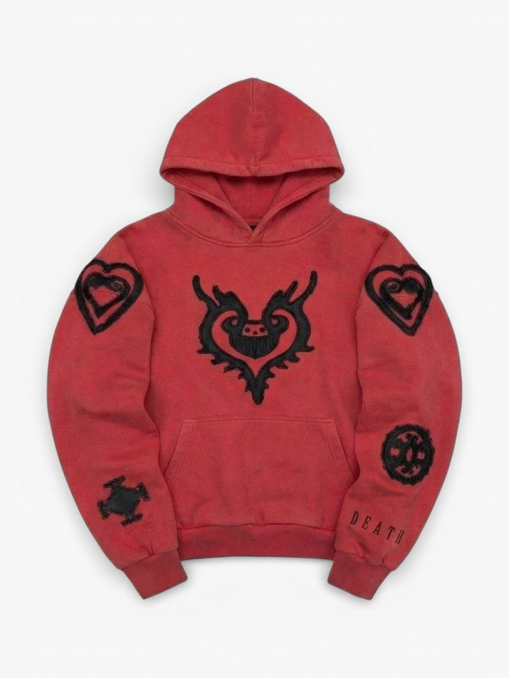 Red Graphic Oversized Hoodie
