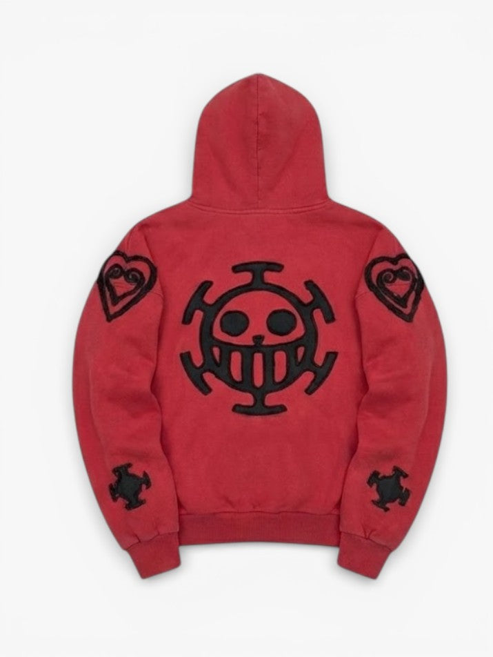 Red Graphic Oversized Hoodie