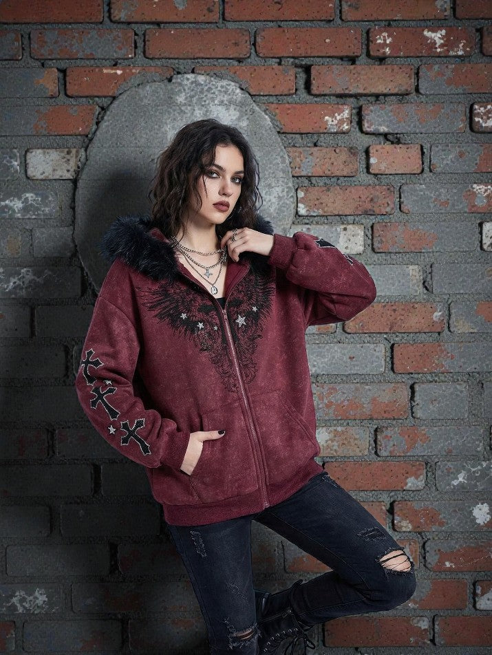 Cross Wing Zip-Up Hoodie