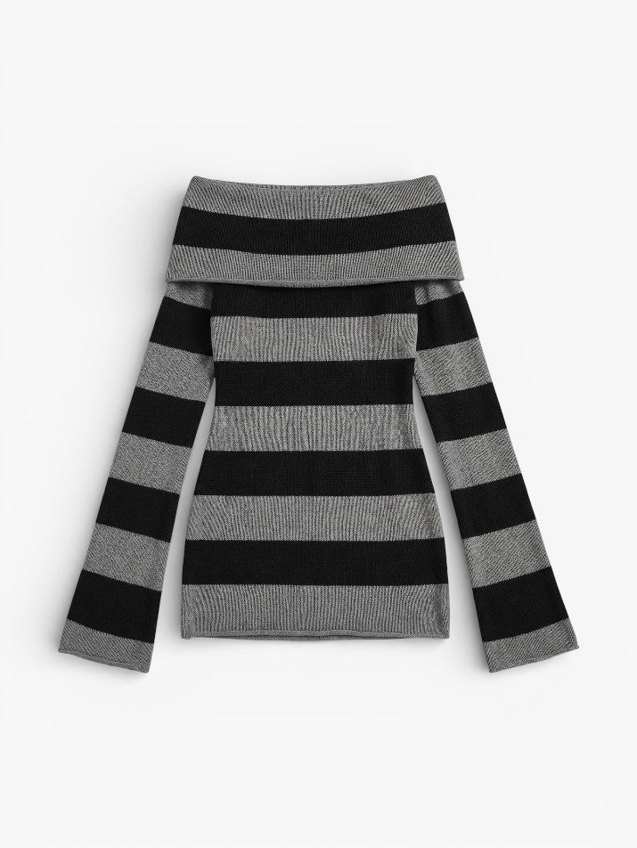 Striped Off-Shoulder Sweater