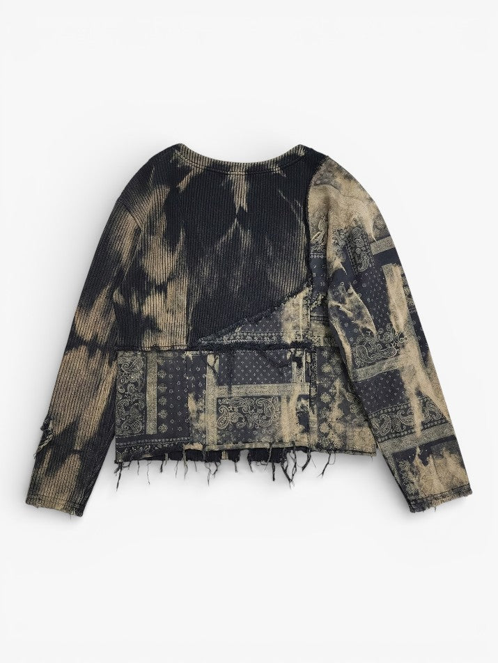 Denim Patchwork Pullover Sweater