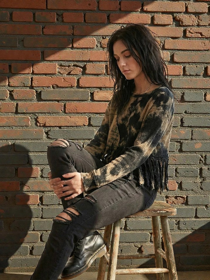 Denim Patchwork Pullover Sweater