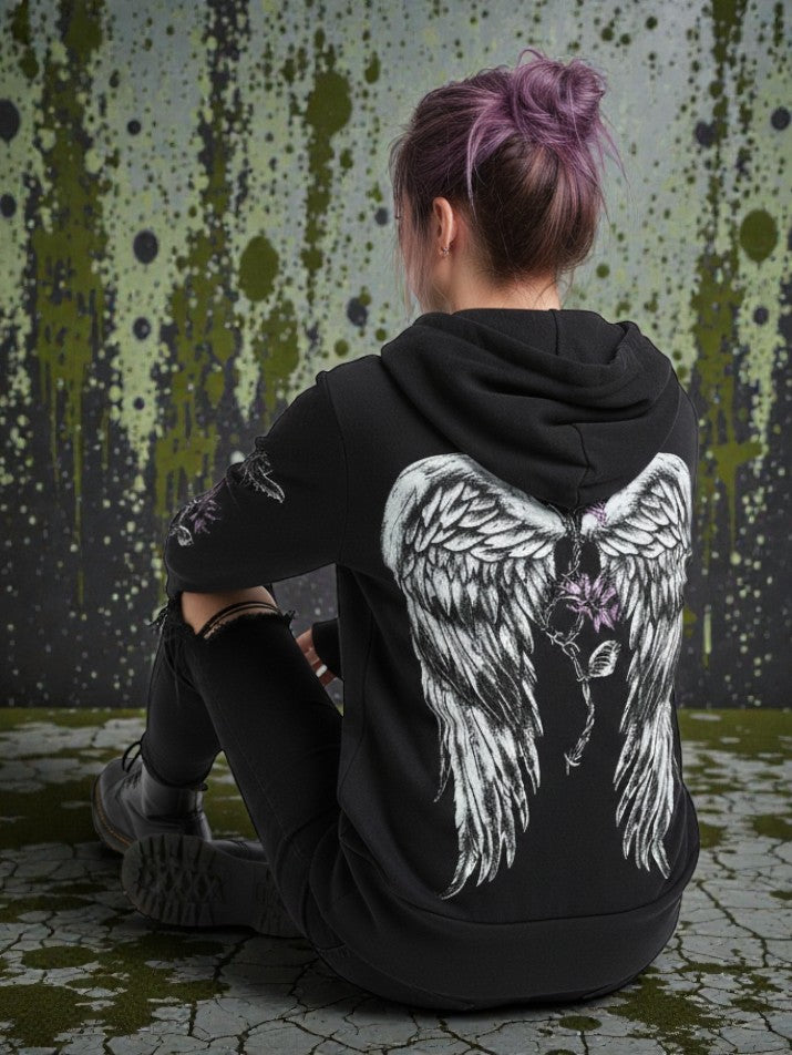 Flower Wings Zip-Up Hoodie