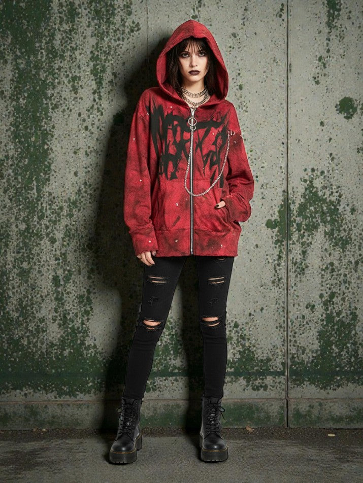 Letter Chain Hooded Jacket