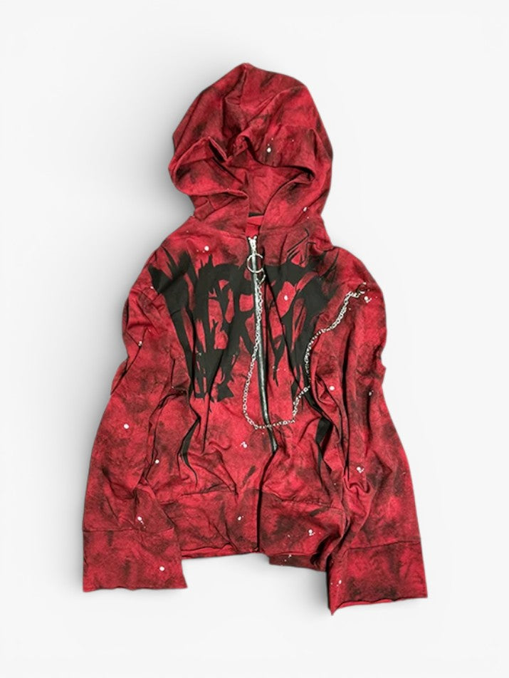 Letter Chain Hooded Jacket