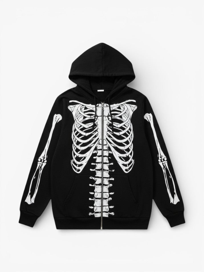 Skull Bone Zip-Up Hoodie