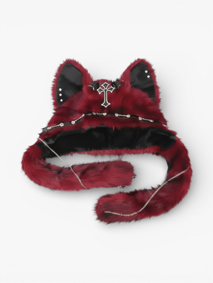 Cross Plush Cat Ear Beanie