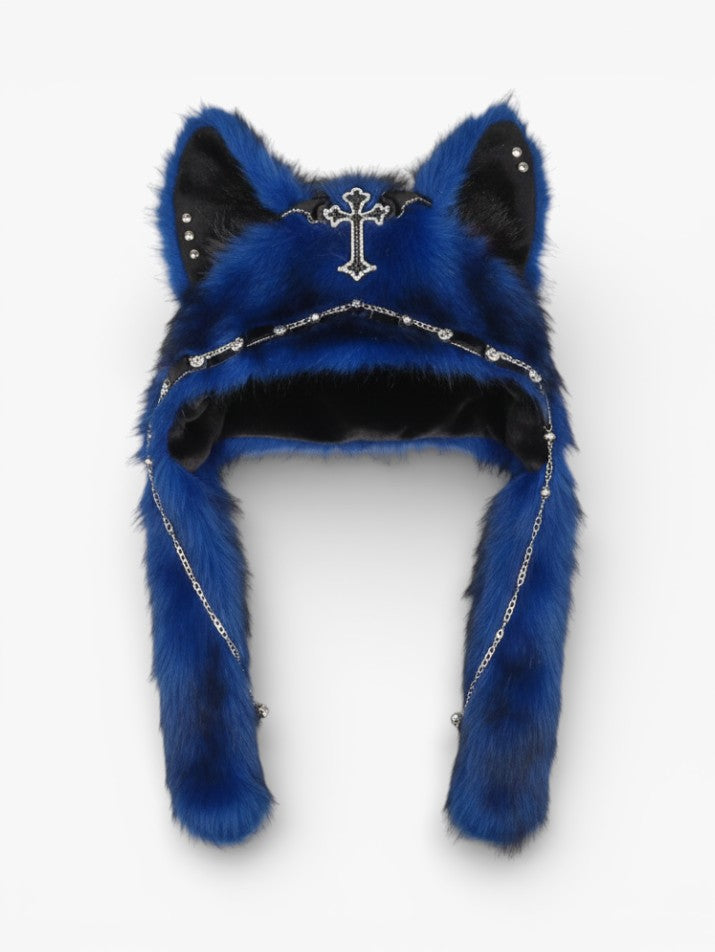 Cross Plush Cat Ear Beanie