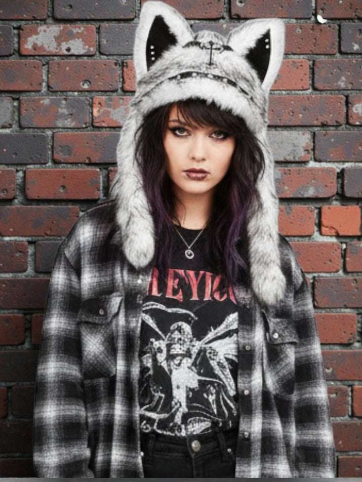 Cross Plush Cat Ear Beanie