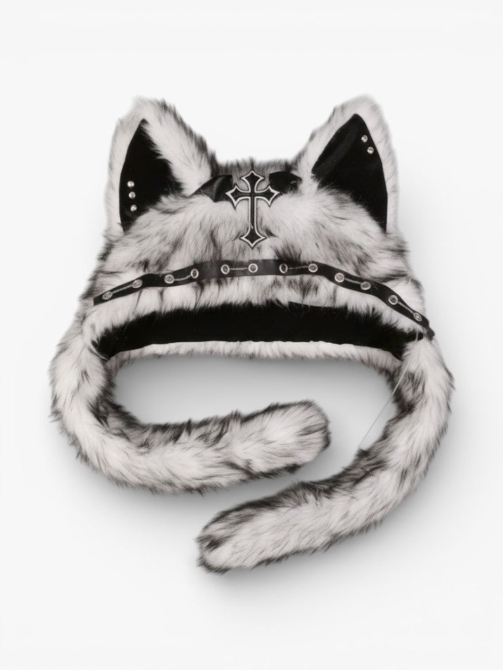 Cross Plush Cat Ear Beanie