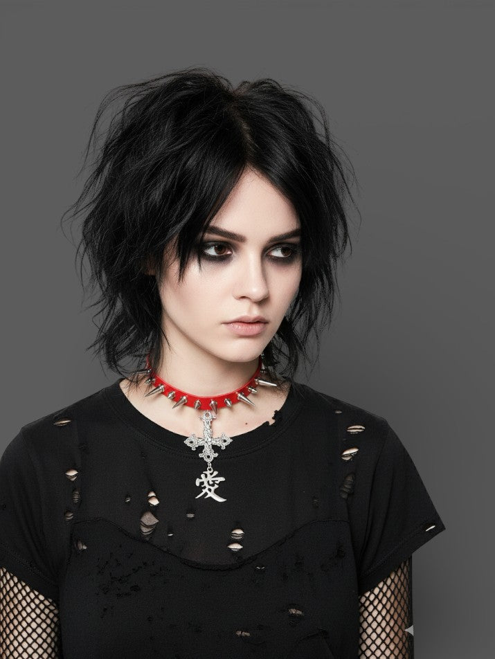 Spiked Cross Choker Collar
