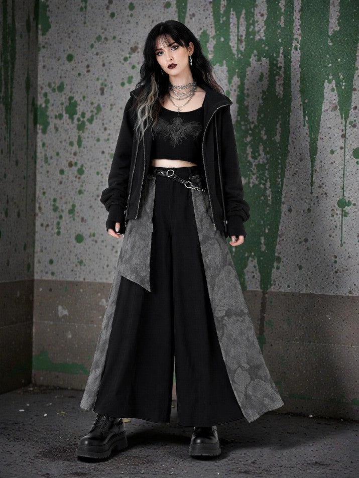 Asymmetrical Wide-Leg Street Trousers