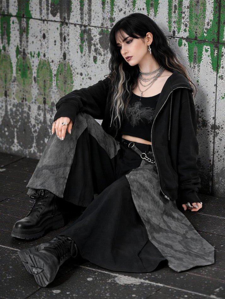 Asymmetrical Wide-Leg Street Trousers