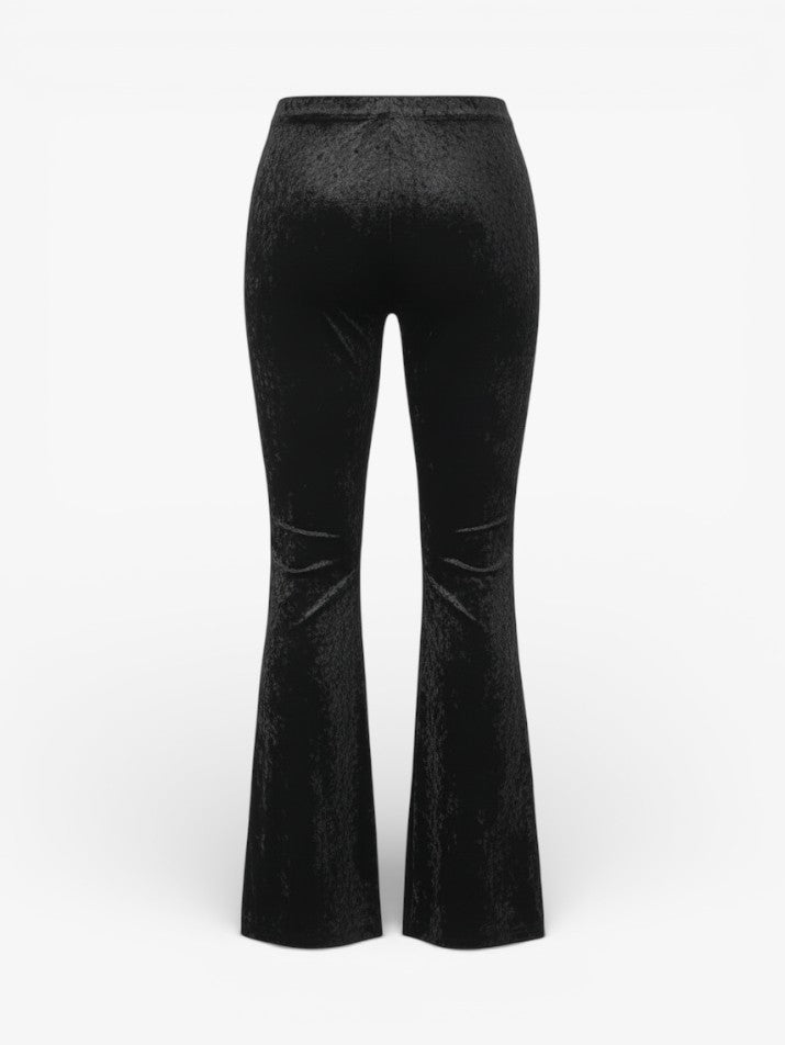 Gothic Cross Embroidered High-Waist Flare Pants