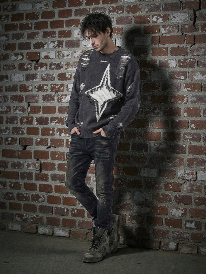 Hollow Geometric Knit Pullover