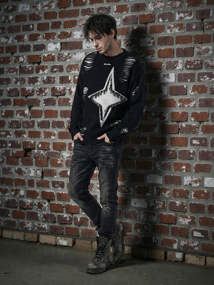 Hollow Geometric Knit Pullover