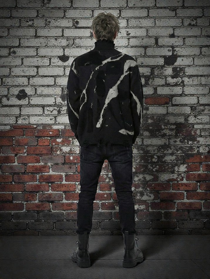 Dark Turtleneck Knit Sweater