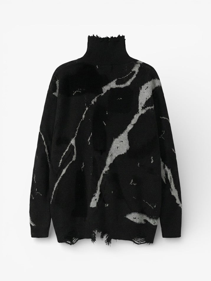 Dark Turtleneck Knit Sweater