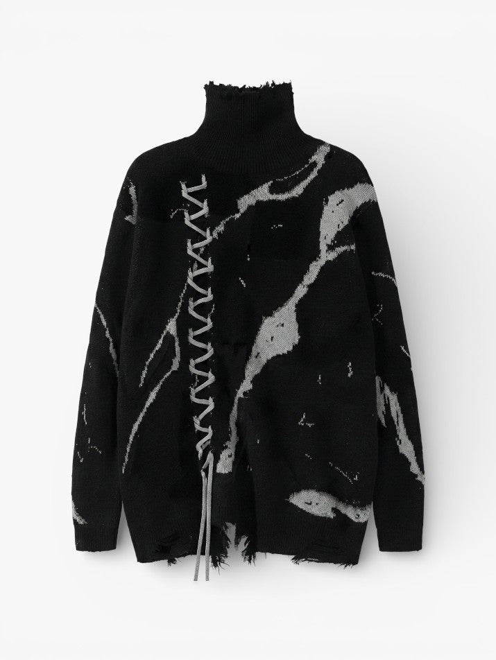 Dark Turtleneck Knit Sweater
