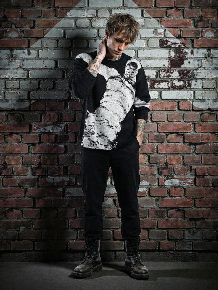 Oversized Graffiti Knit Sweater