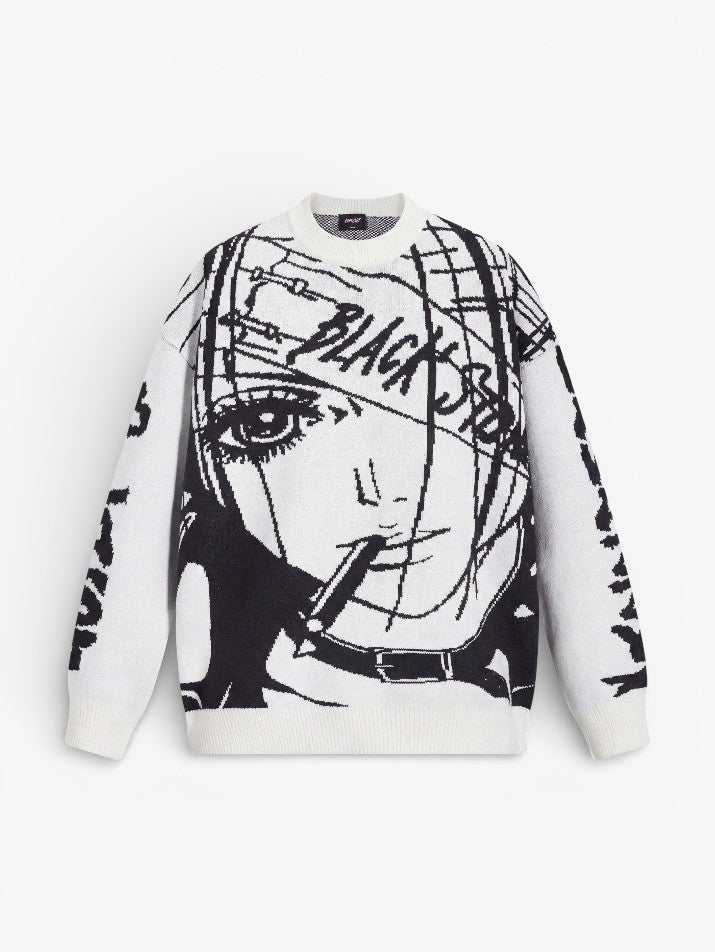 Oversized Graffiti Knit Sweater