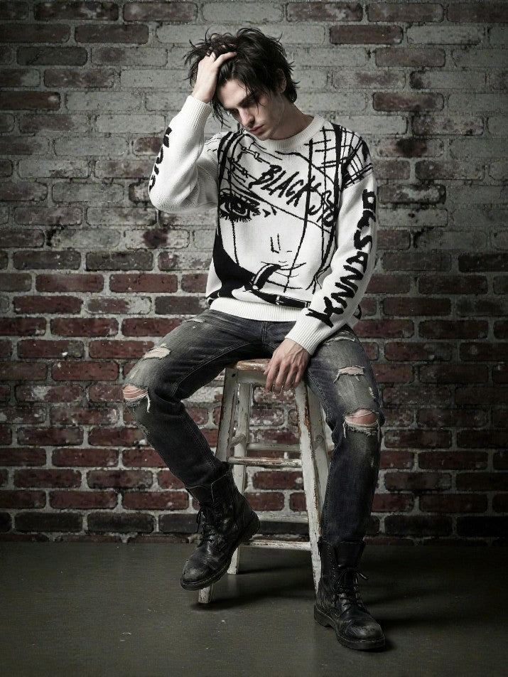 Oversized Graffiti Knit Sweater
