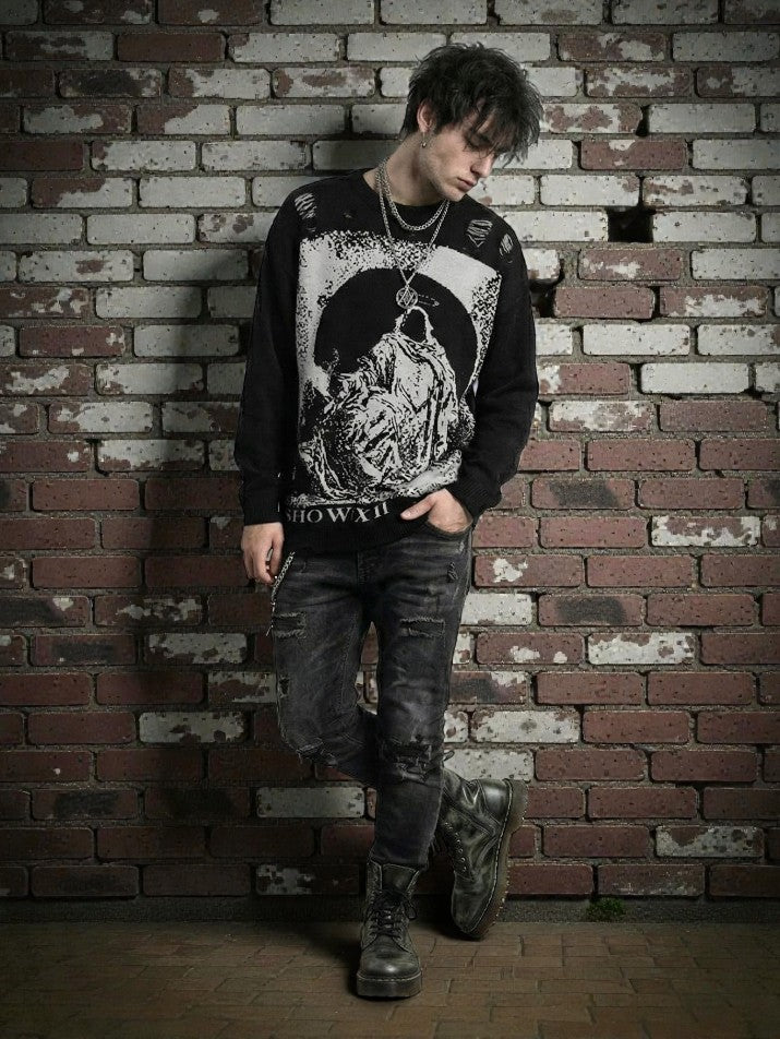 Distressed Knit Punk Sweater