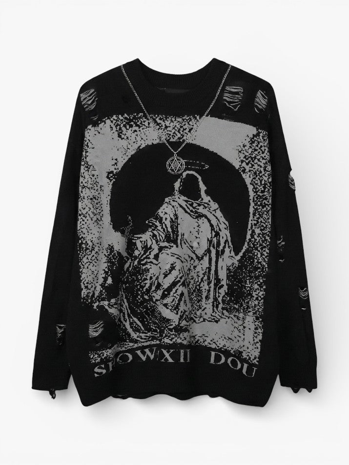 Distressed Knit Punk Sweater