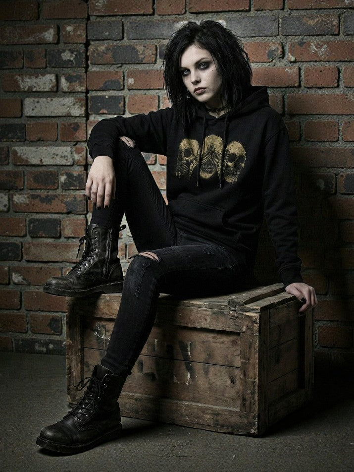 Gothic Skull Print Hoodie