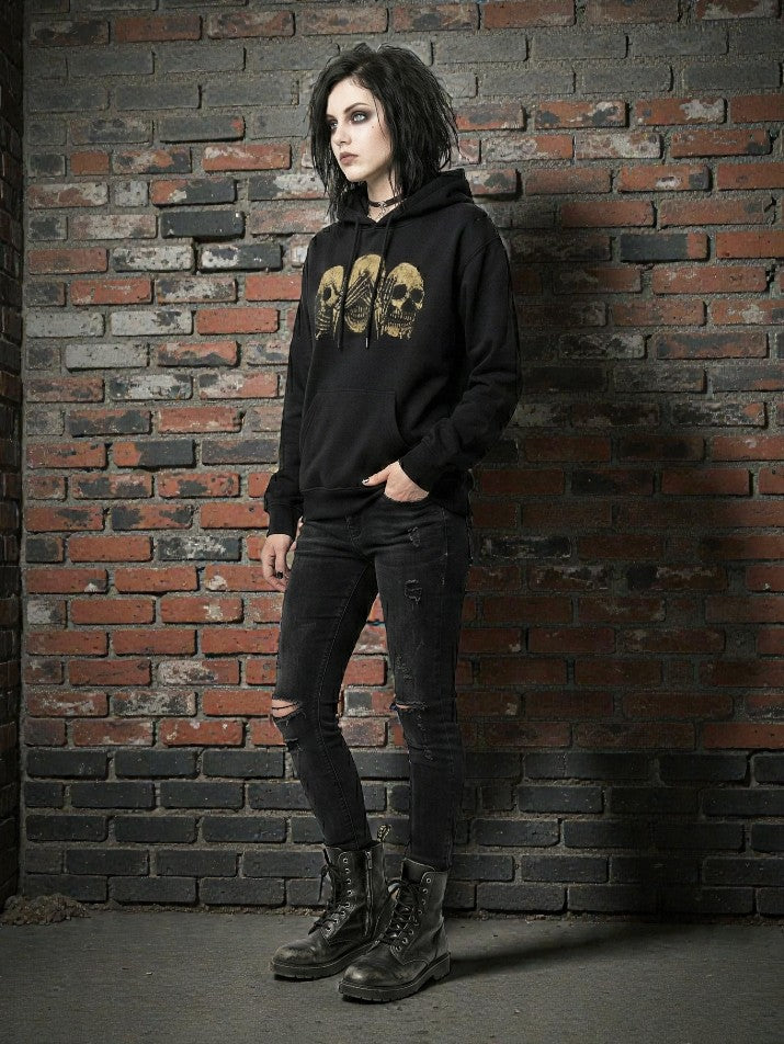 Gothic Skull Print Hoodie
