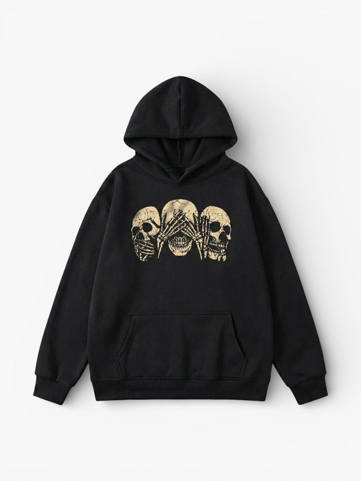 Gothic Skull Print Hoodie