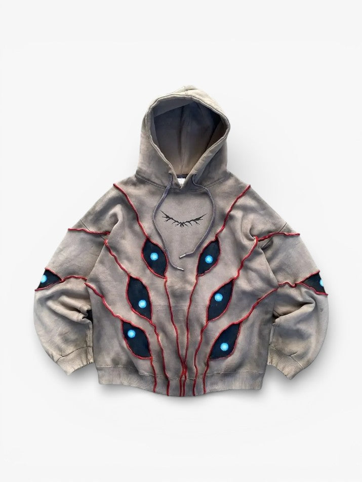 Gothic Eye Patchwork Hoodie