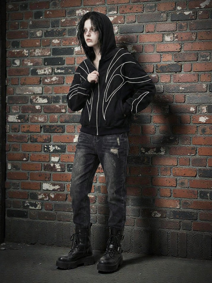 Striped Double Zip Hoodie