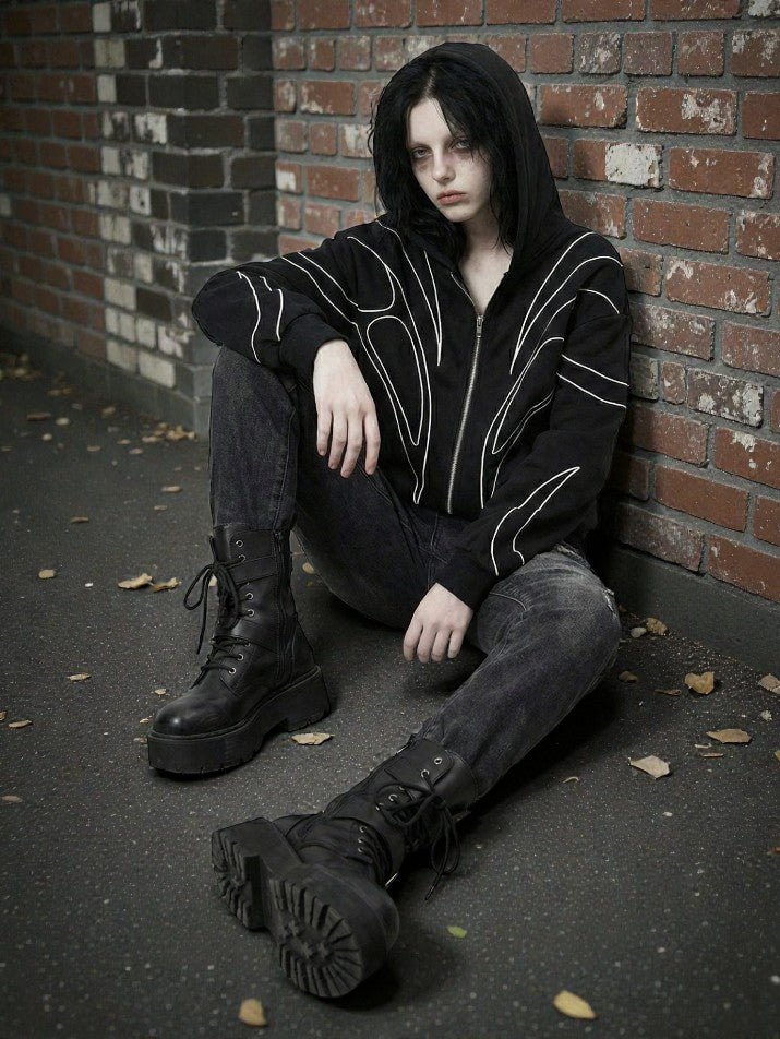Striped Double Zip Hoodie