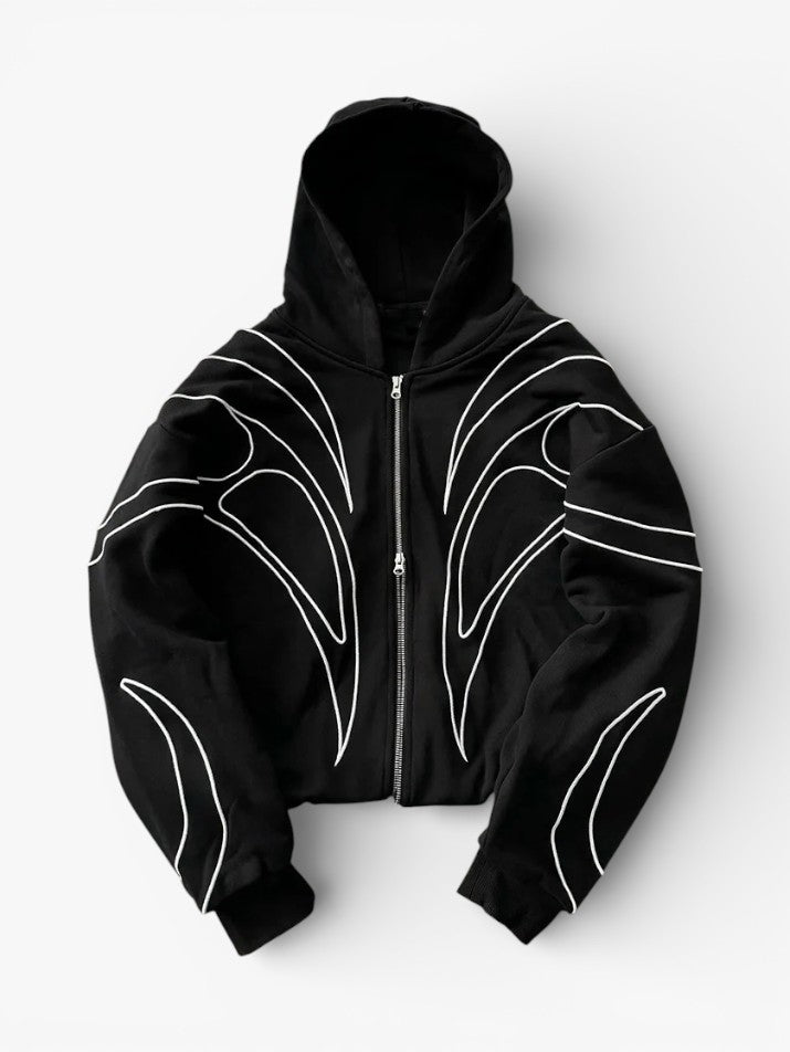Striped Double Zip Hoodie