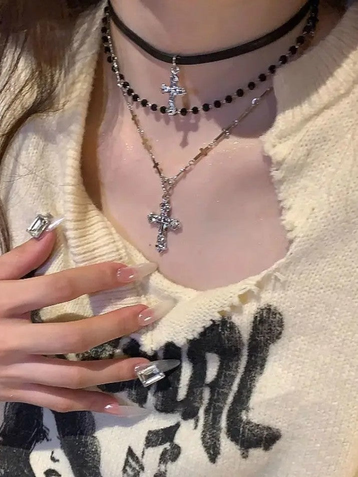 Gothic Cross Layered Necklace