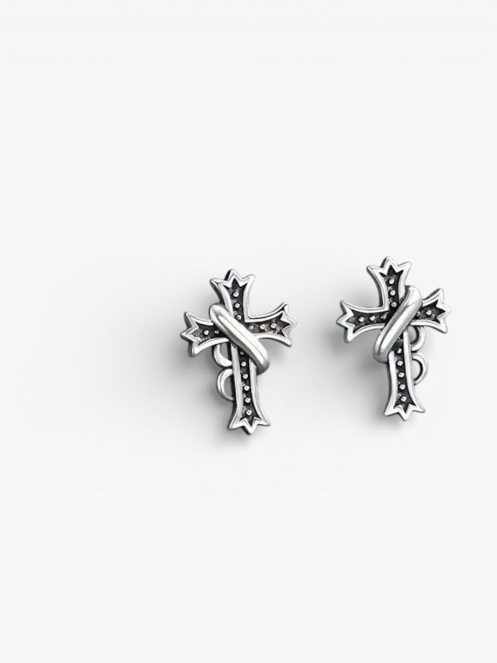 Retro Black Cross Stud Earrings