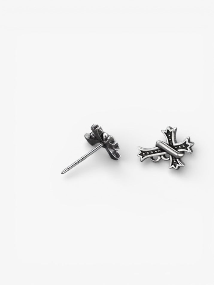 Retro Black Cross Stud Earrings