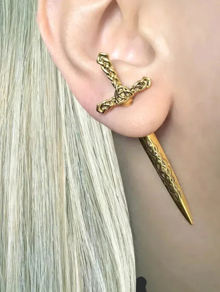 Punk Dagger Sword Ear Jacket Earrings