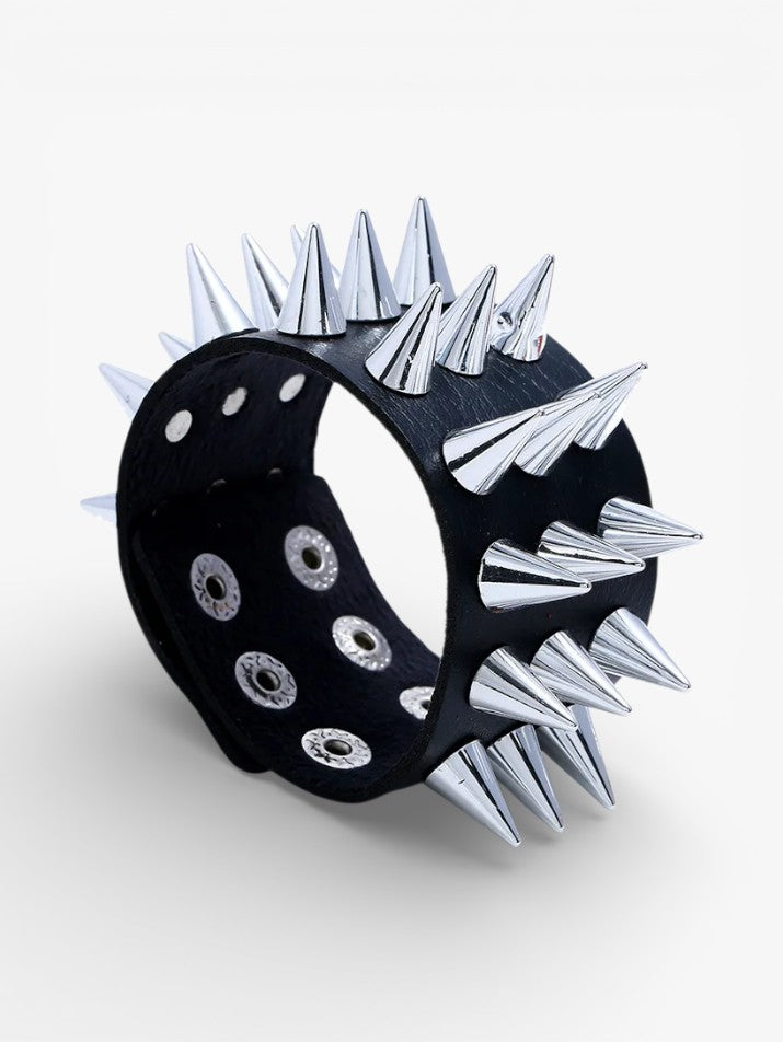 Punk Spike Leather Cuff Bracelet