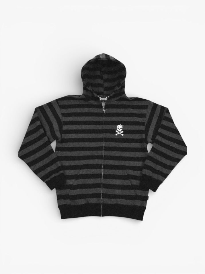 Striped Skull Zip Hoodie