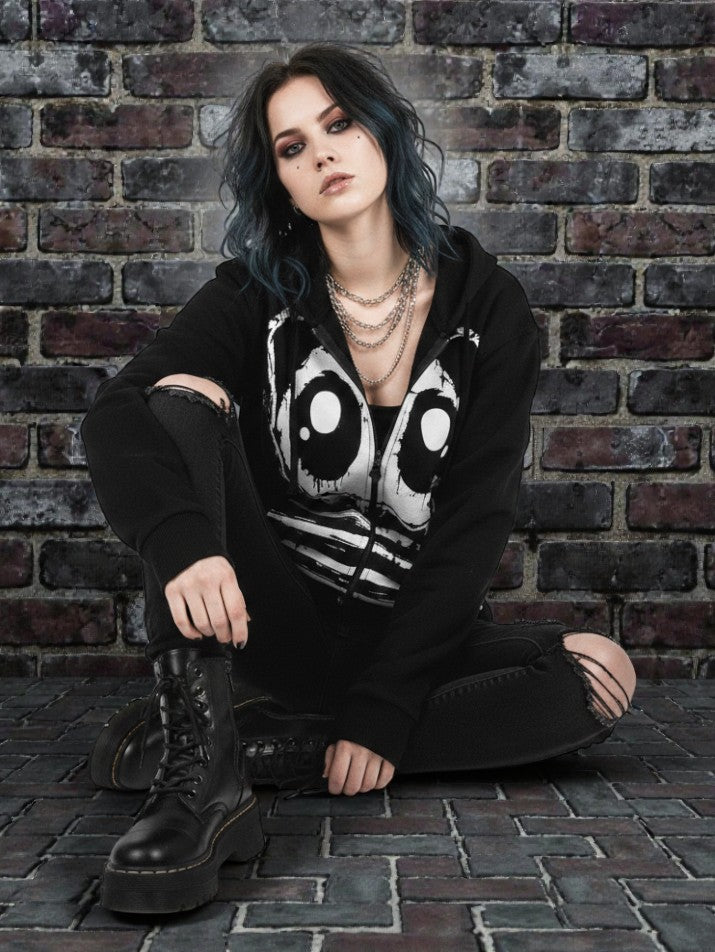 2000s Gothic Harajuku Zip Hoodie
