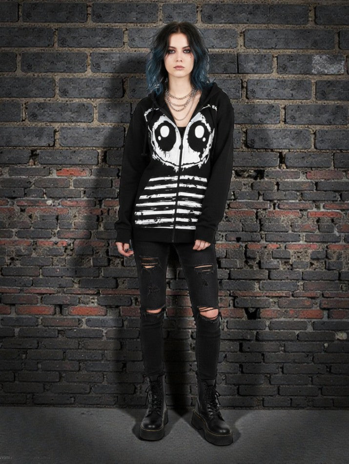 2000s Gothic Harajuku Zip Hoodie