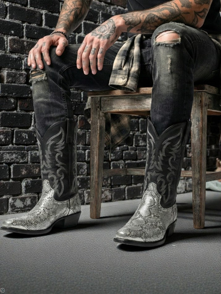 Snake Pattern Western Cowboy Boots