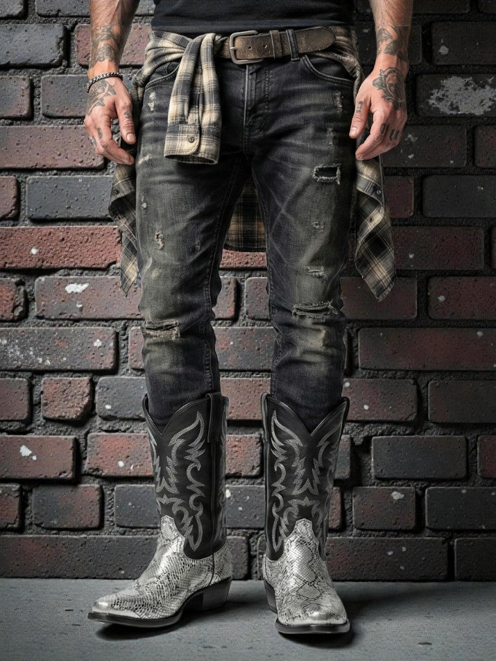 Snake Pattern Western Cowboy Boots