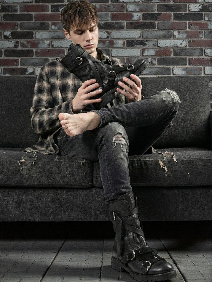 Punk Knight Buckle Motorcycle Boots