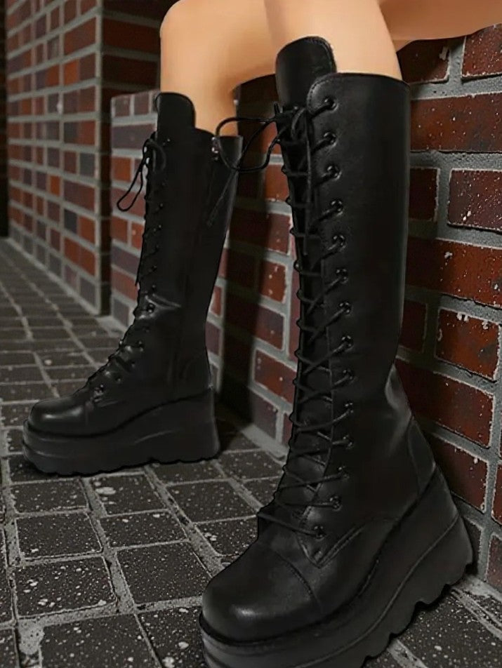 Gothic Platform Mid-Calf Boots