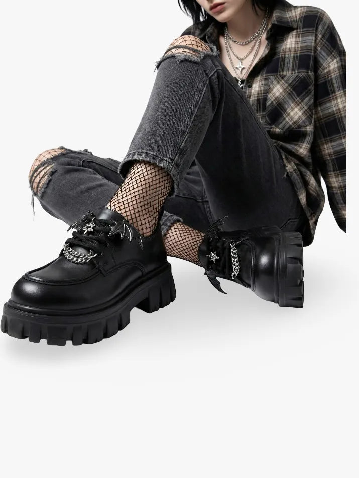 Gothic Bat Wing Platform Shoes