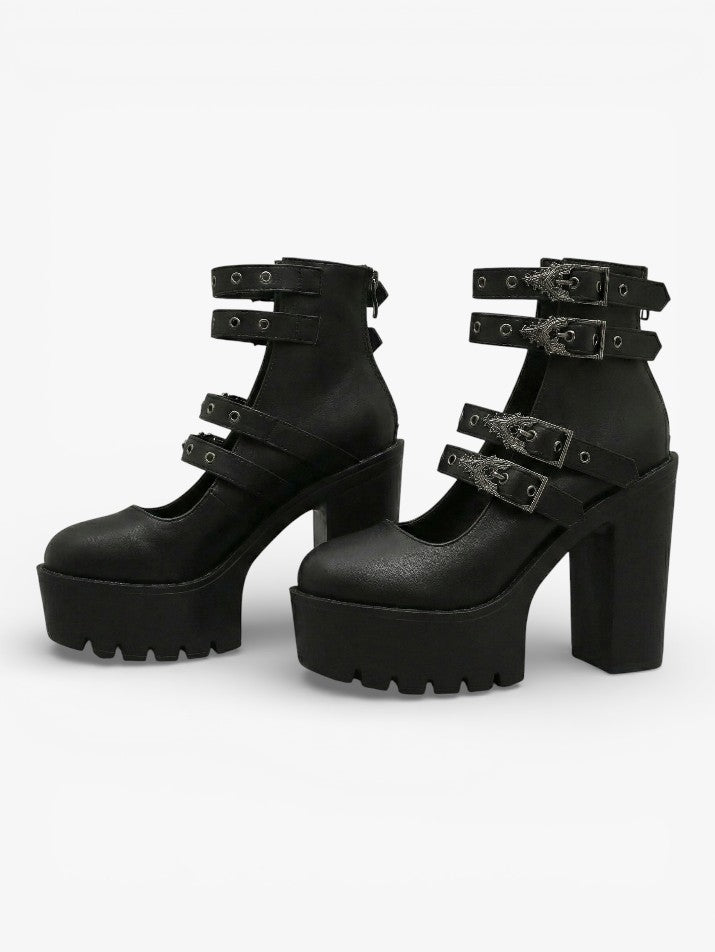 Gothic Platform Mary Jane Block Heels