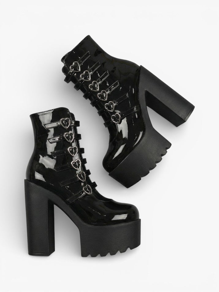 Heart Buckle Platform Mary Jane Heels